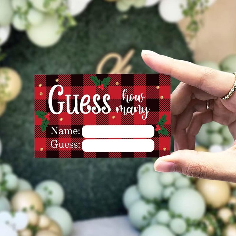 Kadiak Guess How Many Christmas Theme Party Game Cards Kit (1 Standing Sign + 50 Guessing Cards), Funny Circular Santa Claus Theme Party Game Cards Festive Activity Party Raffle Insert Ticket - Image 3